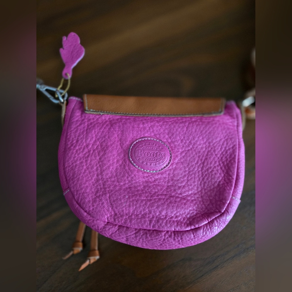 *Rare* Adorable Vintage Preppy Roots Pink/tan Leather Saddlebag - Picture 2 of 7